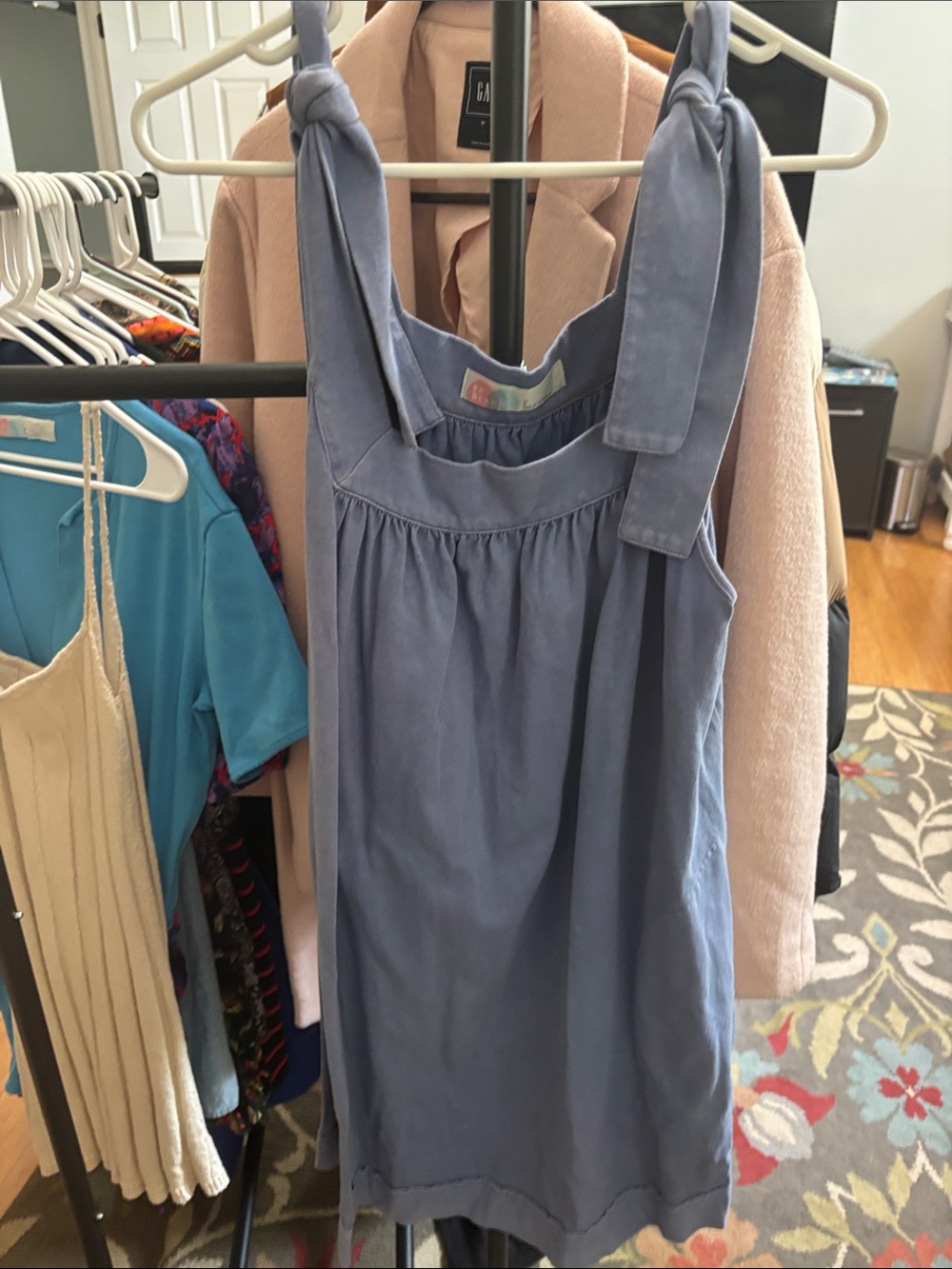 Free People Slate Blue Tie-Strap Sundress